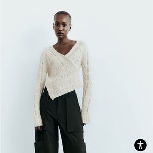 Zara Asymmetric Cropped Knit Sweater